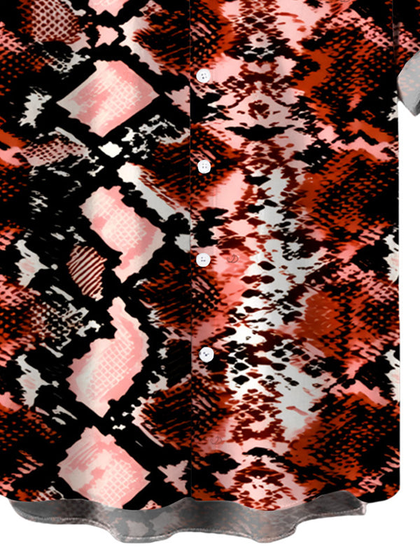 Men's Animal Snake Print Button Up Vintage Shirt