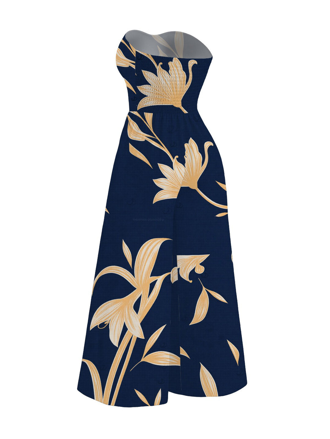 Golden Hand?Drawn Orchid Floral Print Pocket Off the Shoulder Vacation Jumpsuit