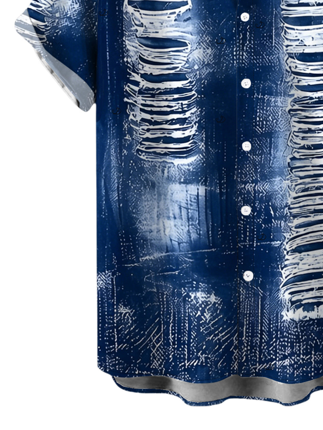 Men's Distressed Faux Denim Print Button Up Vacation Shirt