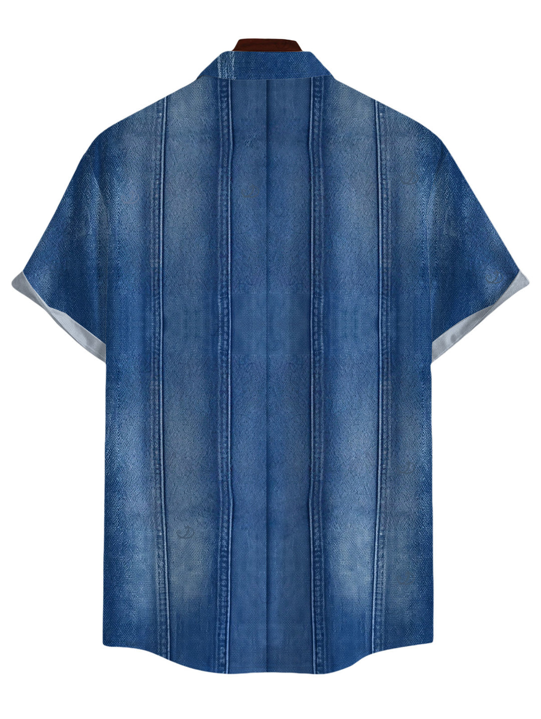 Men's Faux Denim Print Button Up Shirt