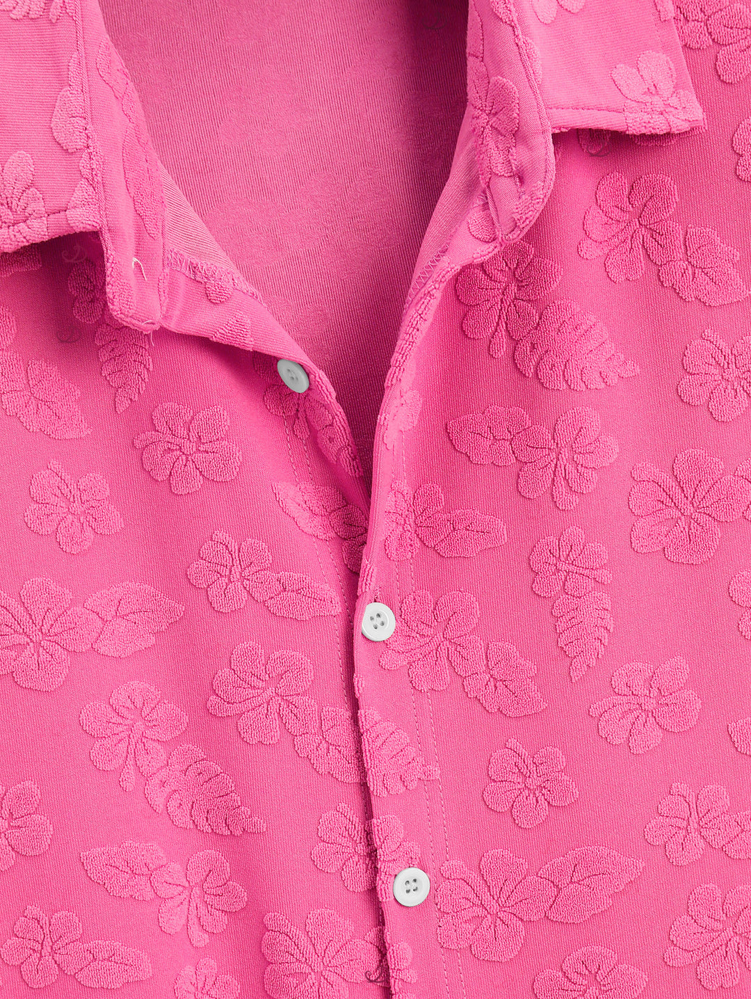 Men's Floral Leaf Textured Jacquard Print Button Up Vacation Shirt