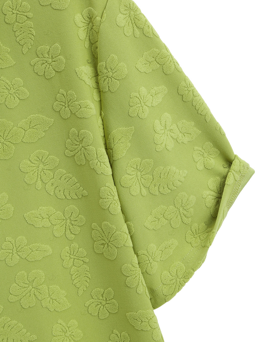 Men's Floral Leaf Textured Jacquard Print Button Up Vacation Shirt