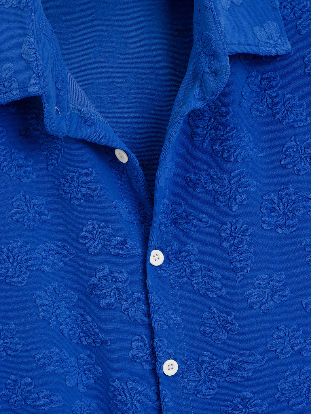 Men's Floral Leaf Textured Jacquard Print Button Up Vacation Shirt