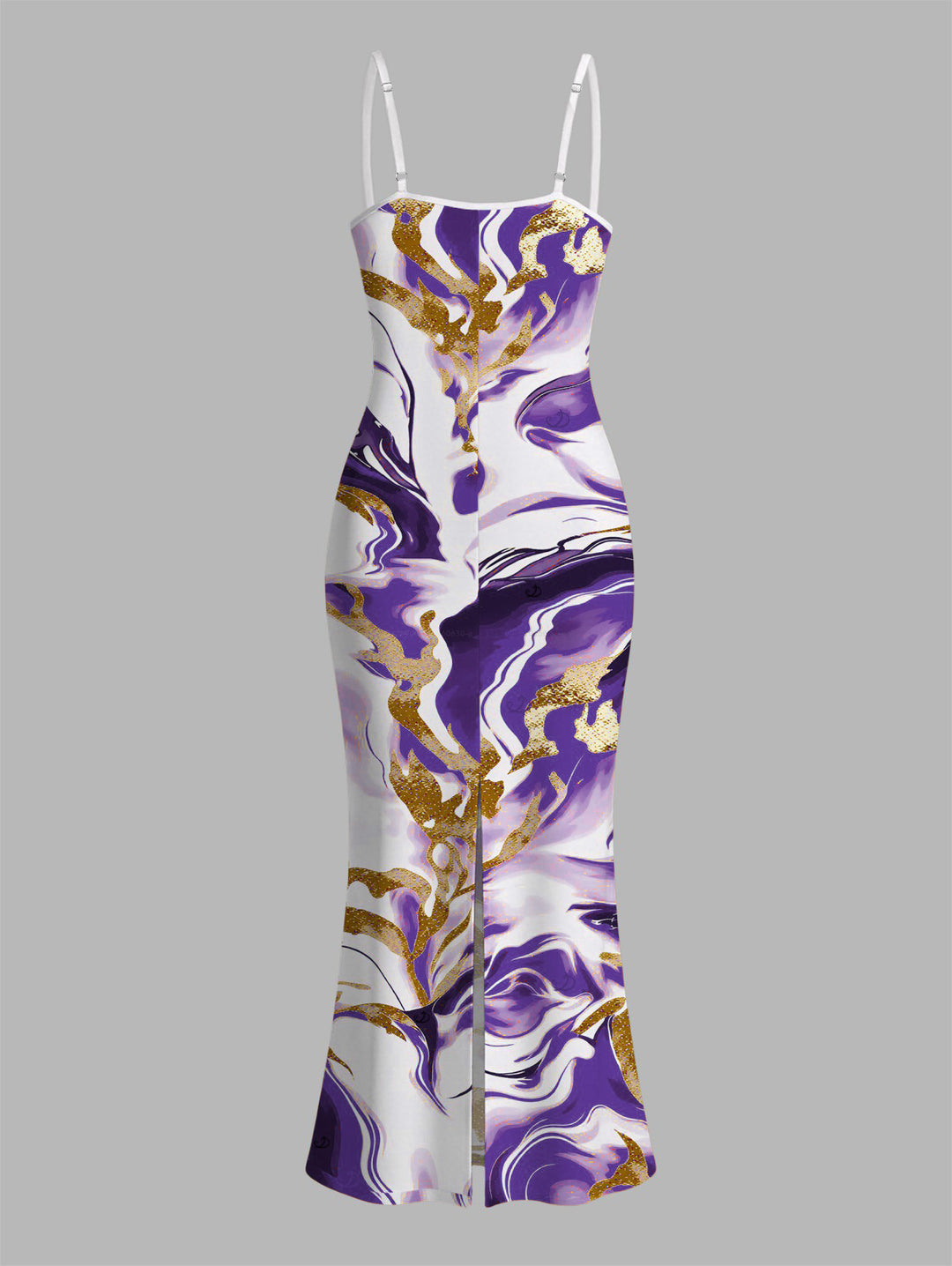 Marble Fluid Swirl Tie Dye Print Bodycon Mermaid Maxi Vacation Dress
