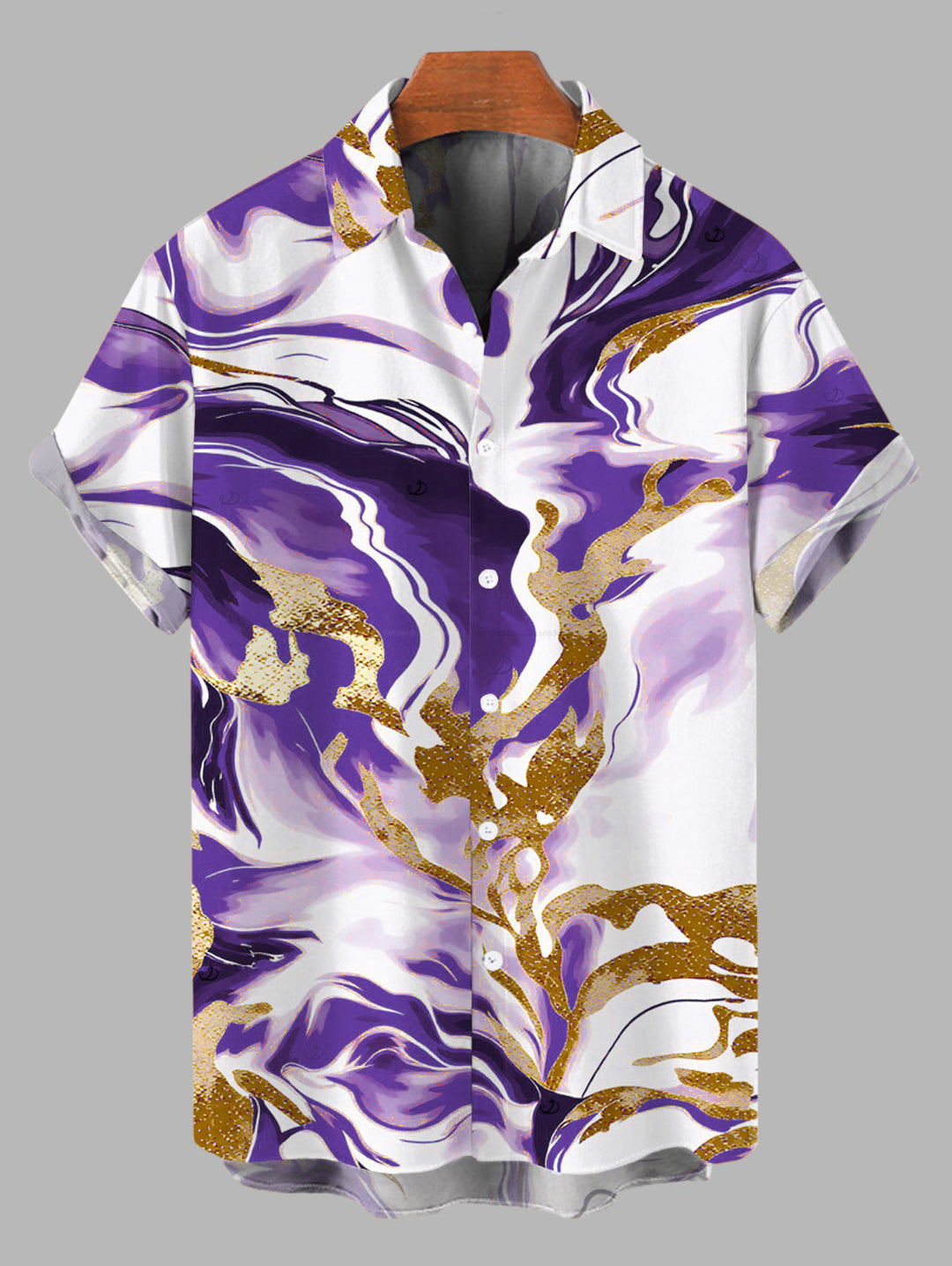 Men's Marble Fluid Swirl Tie Dye Print Button Up Vacation Shirt