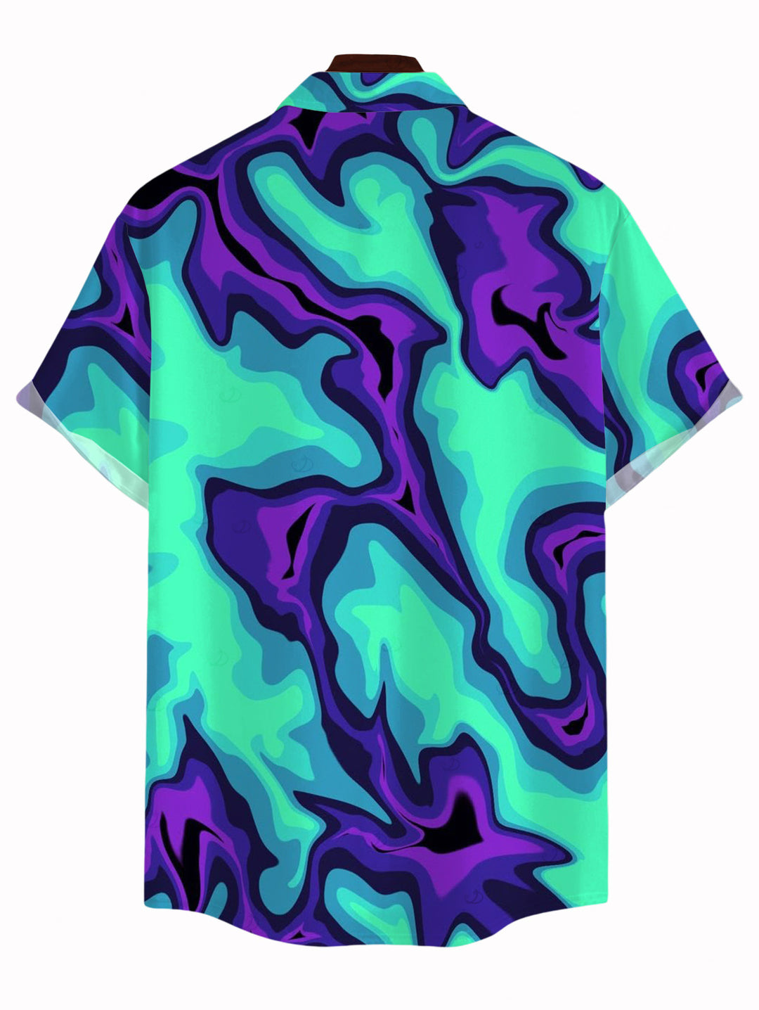 Men's Colorblock Fluid Swirl Ombre Print Button Up Cyberpunk Shirt