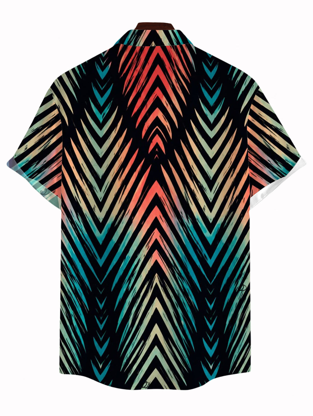 Men's Vintage Ombre Zig Zag Print Button Up Vacation Shirt