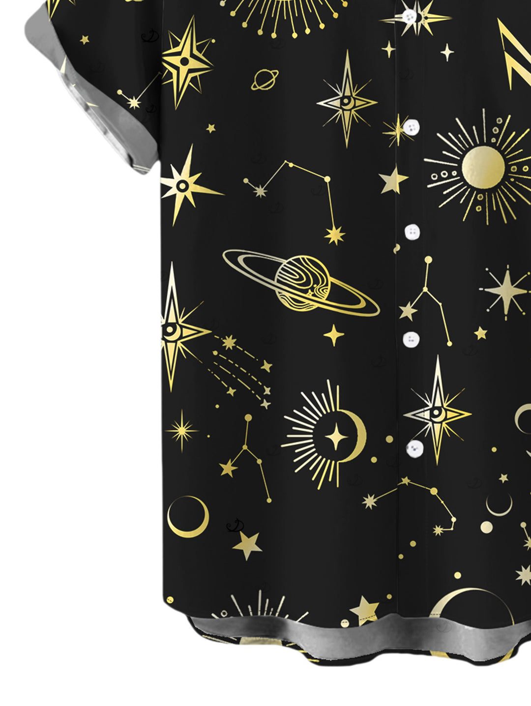 Men's Celestial Sun Moon Planet Print Button Up Vacation Shirt