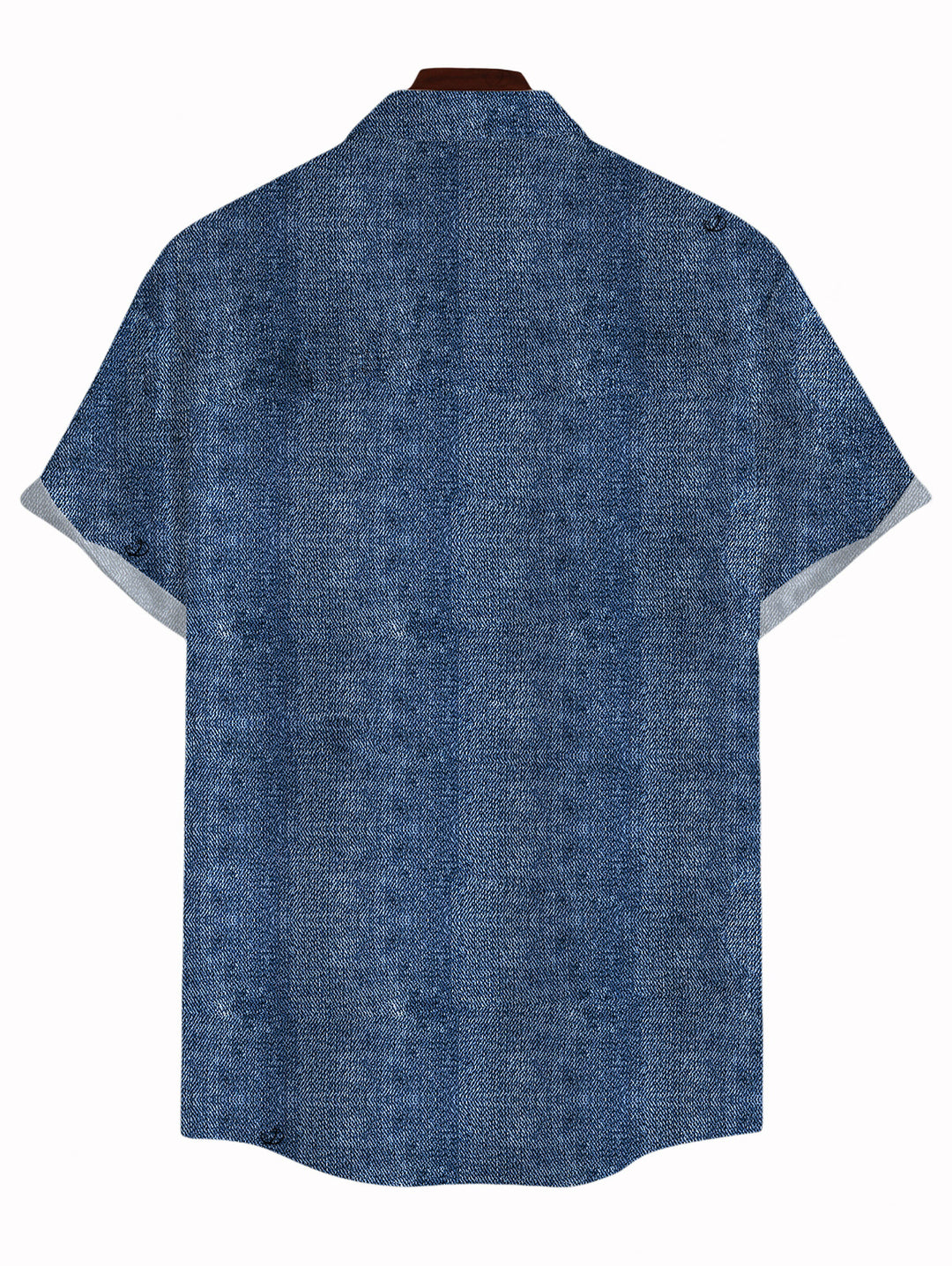 Men's Vintage Faux Denim Print Button Up Casual Shirt