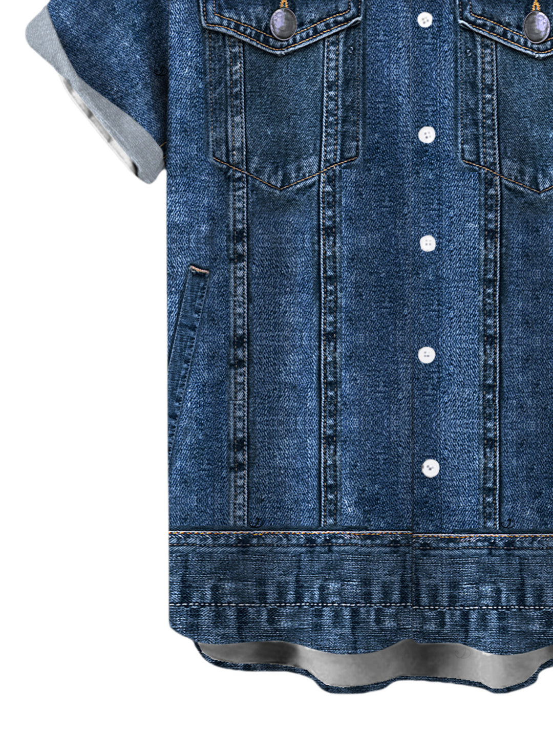 Men's Vintage Faux Denim Print Button Up Casual Shirt