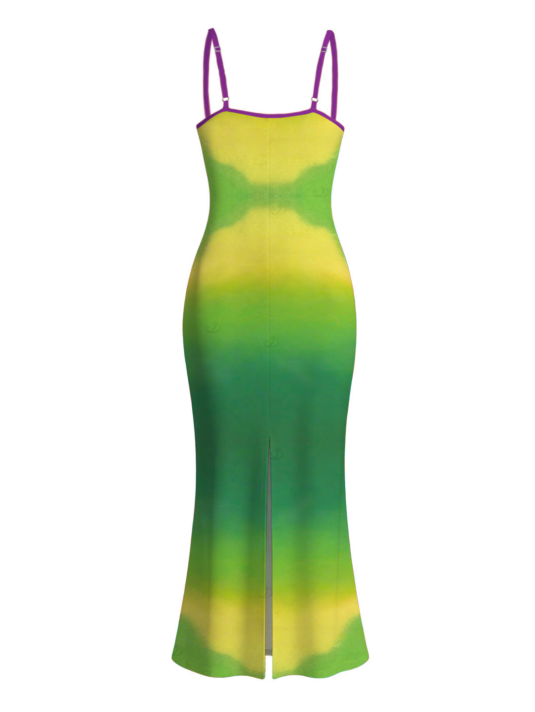 Neon Ombre Palm Hand Print Spaghetti Strap Maxi Bodycon Vacation Dress