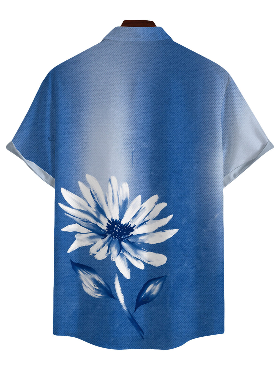 Men's Ombre Ink Painting Daisy Print Button Up Vacation Shirt