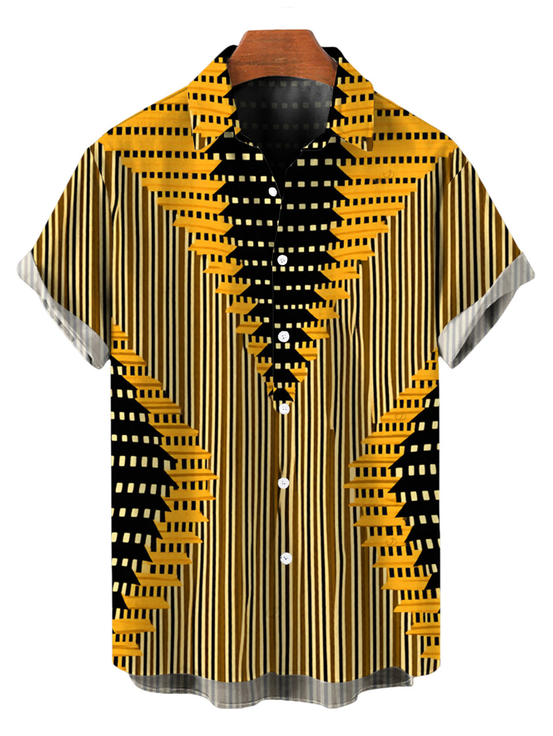 Men's Colorblock Geometric Ethnic Print Button Up Bohemian Shirt