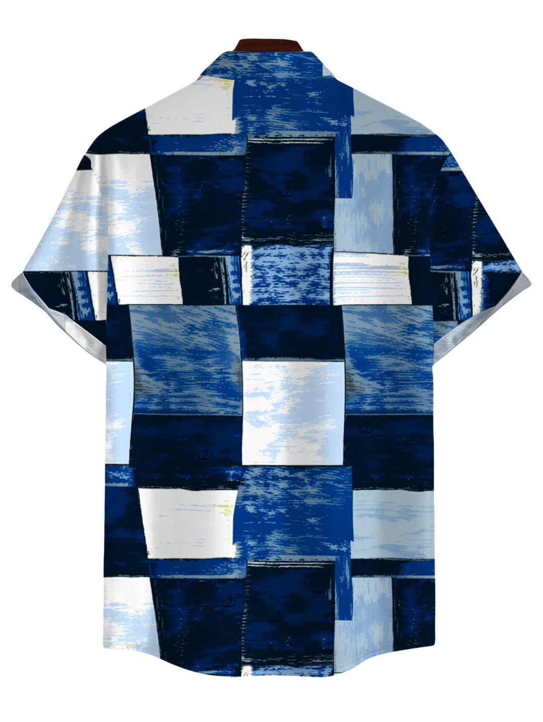 Men's Oil Painting Geometric Patchwork Print Button Up Vacation Shirt