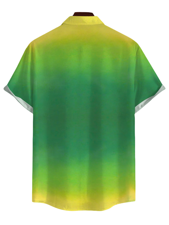 Men's Neon Ombre Print Button Up Vacation Shirt