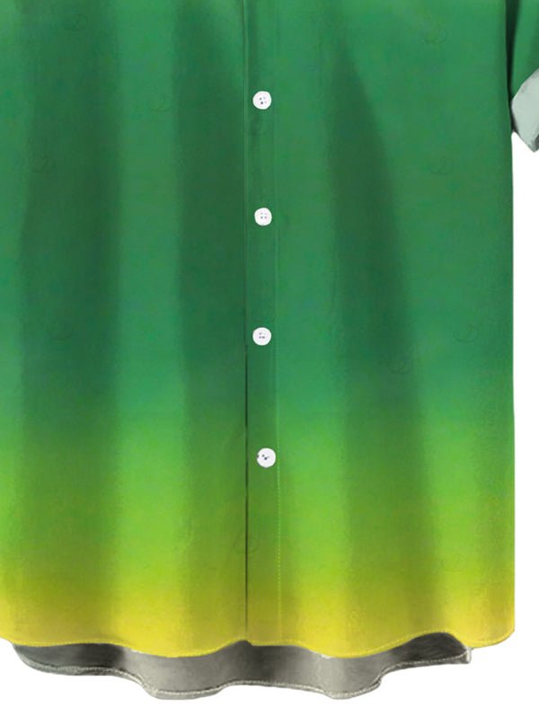 Men's Neon Ombre Print Button Up Vacation Shirt