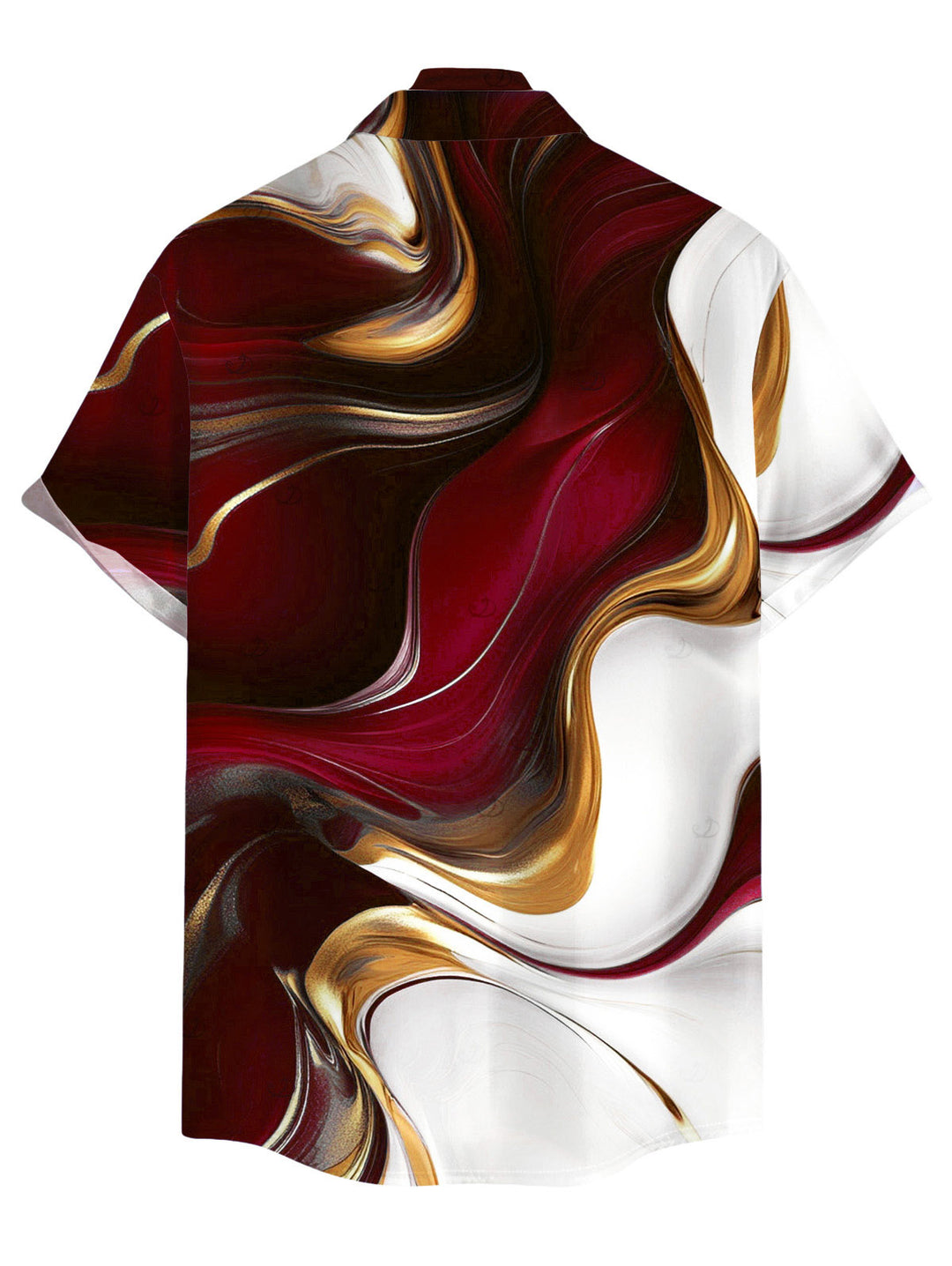 Men's Gold Fluid Abstract Marble Print Button Up Vacation Shirt