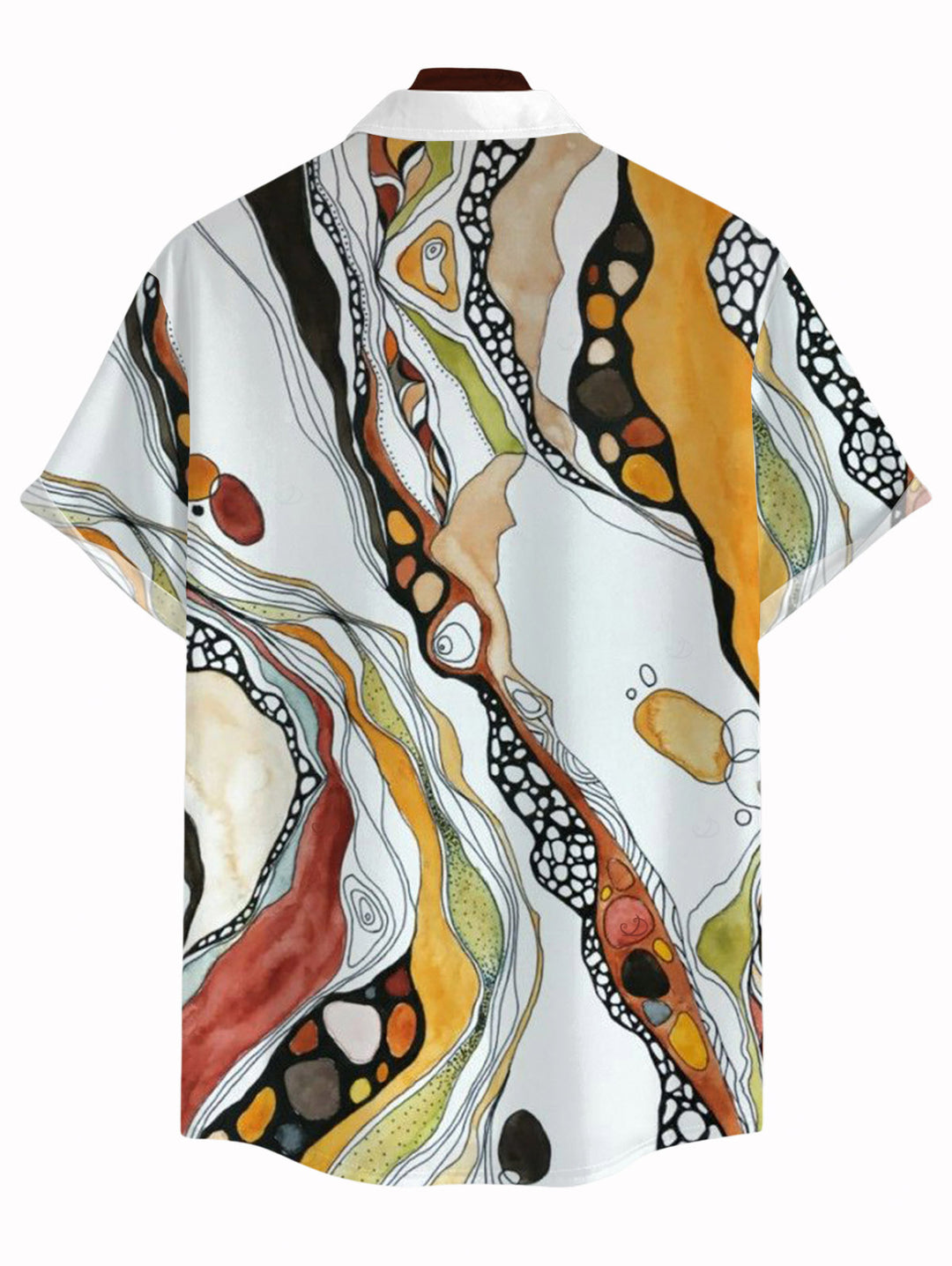 Men's Vintage Hand-Painted Abstract Fluid Print Button Up Vacation Shirt