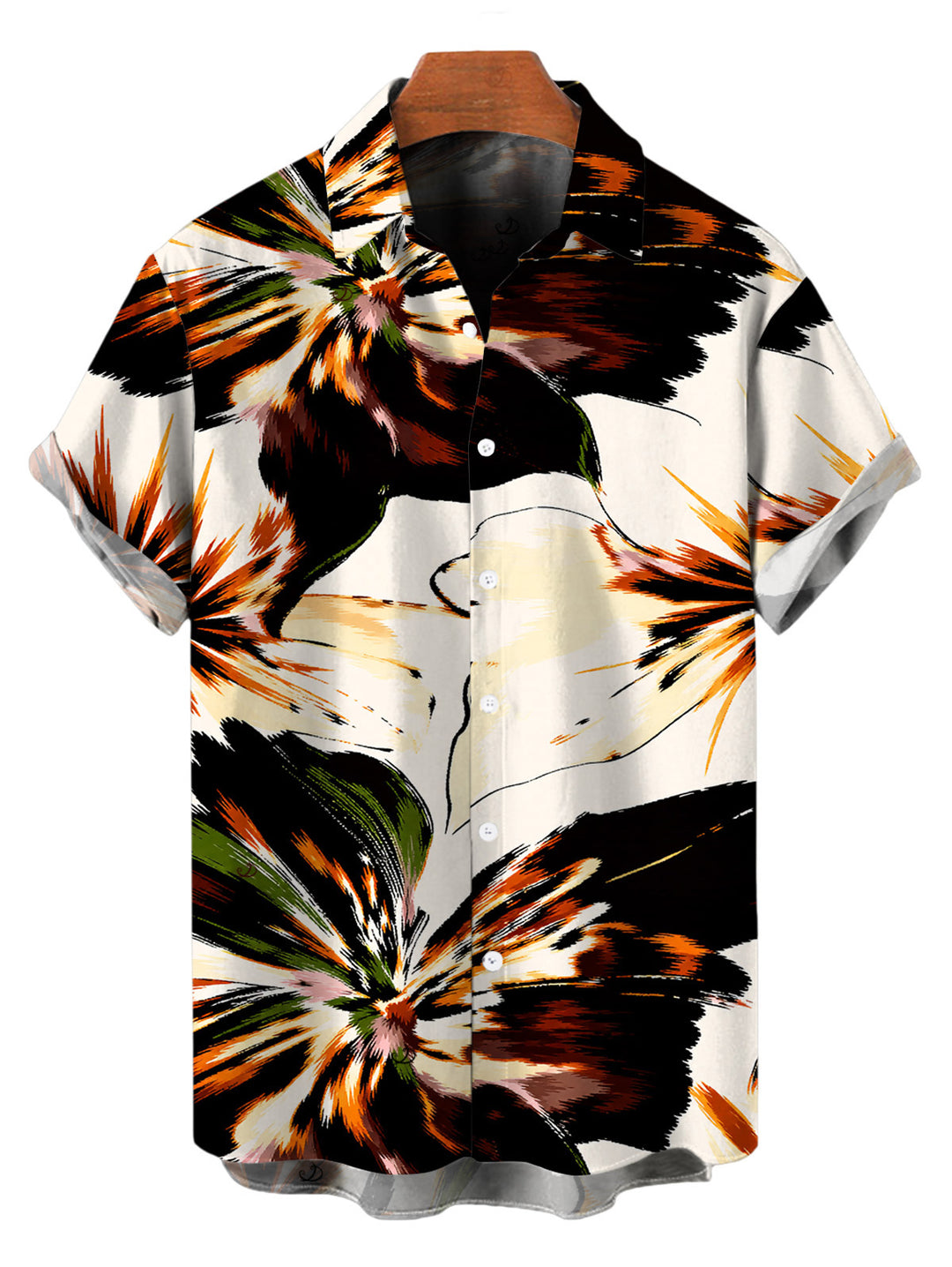 Men's Splash Ink Floral Print Button Up Vacation Shirt
