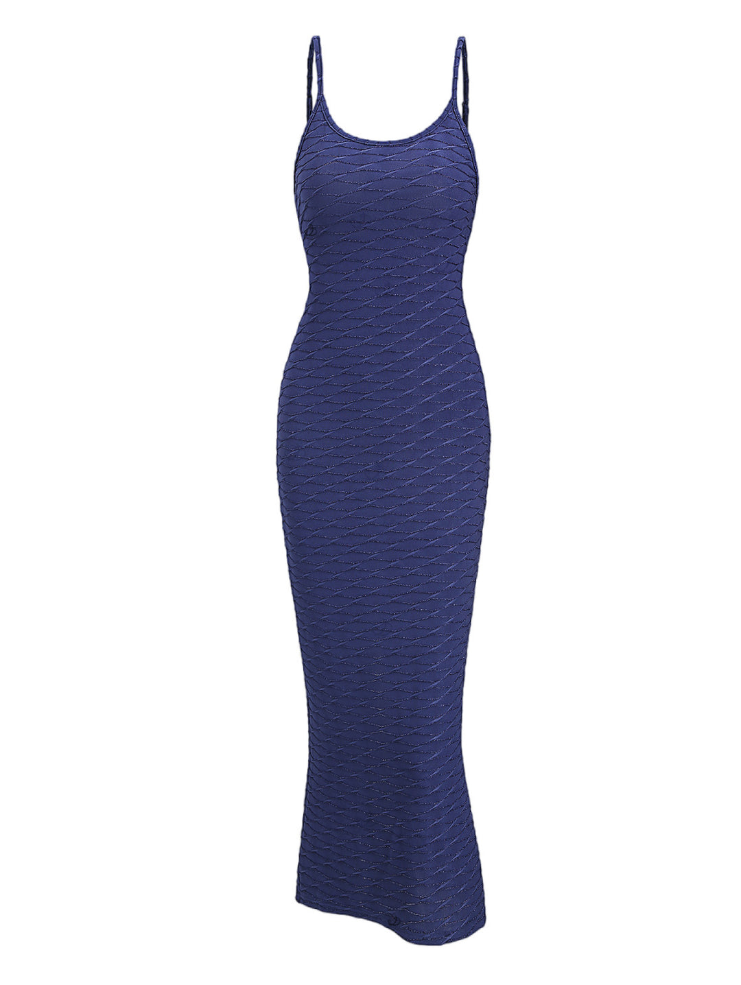 Solid Color Wavy Jacquard Embossed Texture Print Bodycon Maxi Dress