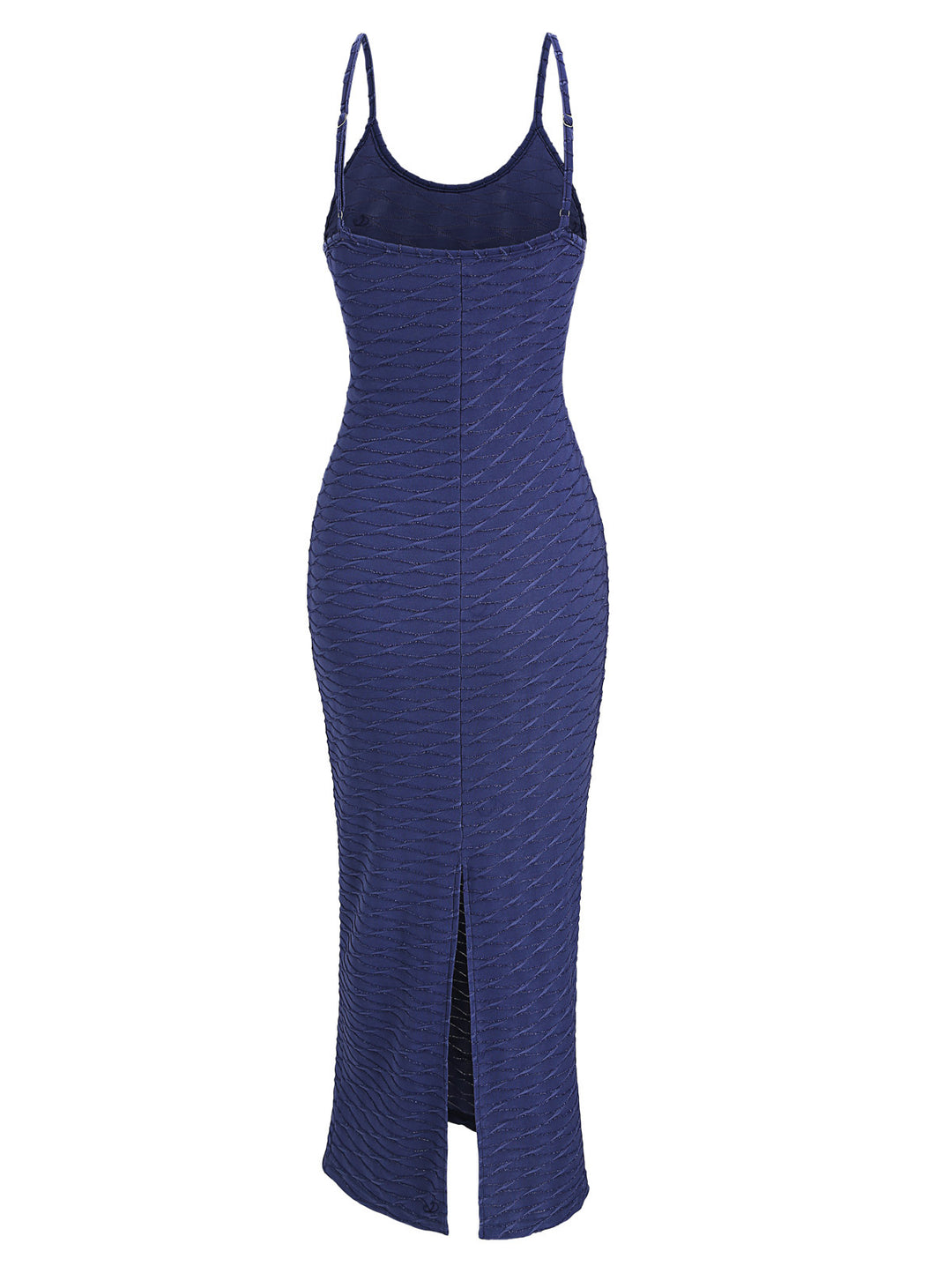 Solid Color Wavy Jacquard Embossed Texture Print Bodycon Maxi Dress