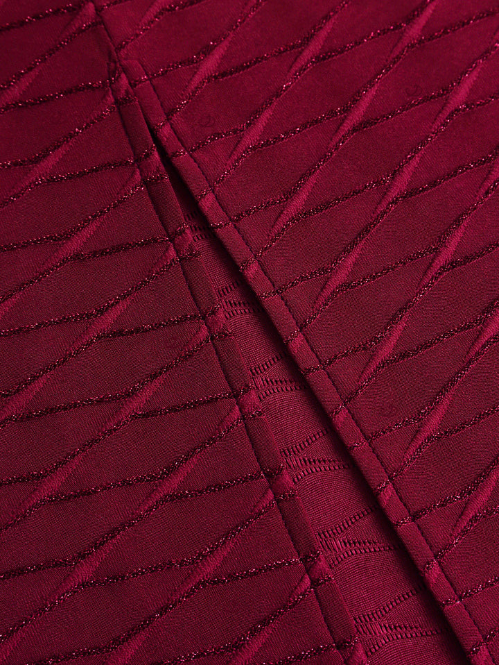Solid Color Wavy Jacquard Embossed Texture Print Bodycon Maxi Dress