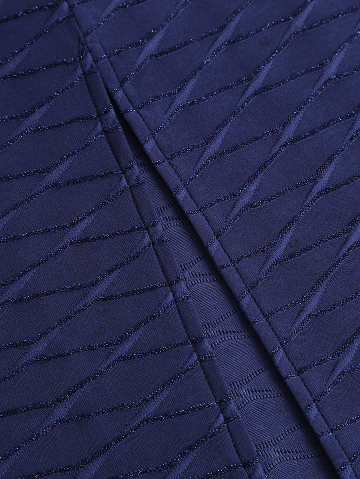 Solid Color Wavy Jacquard Embossed Texture Print Bodycon Maxi Dress