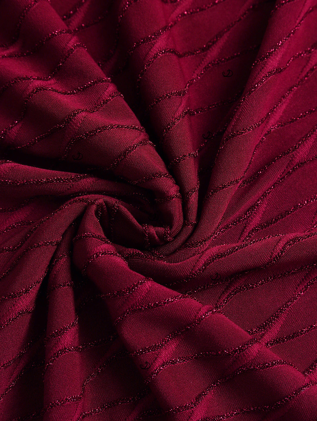 Solid Color Wavy Jacquard Embossed Texture Print Bodycon Maxi Dress