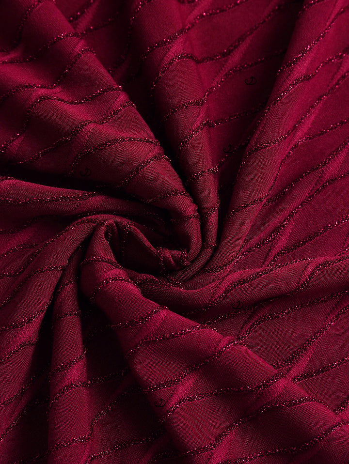 Solid Color Wavy Jacquard Embossed Texture Print Bodycon Maxi Dress