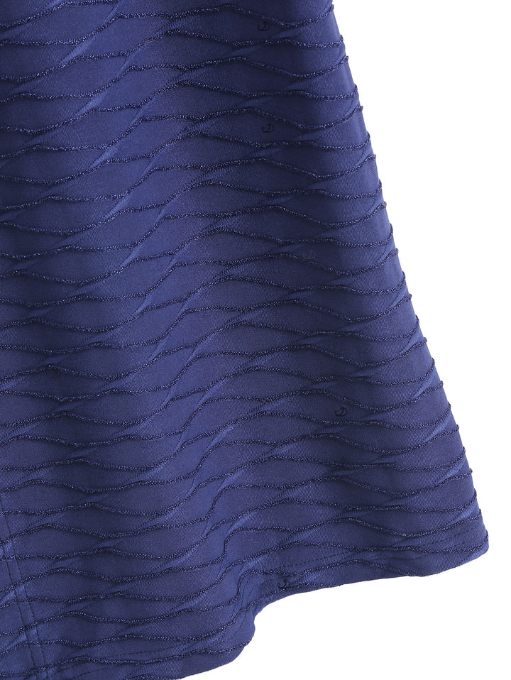 Men's Solid Color Wavy Jacquard Embossed Texture Print Button Up Shirt