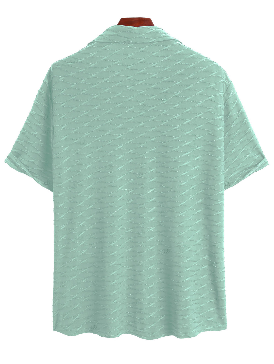 Men's Solid Color Wavy Jacquard Embossed Texture Print Button Up Shirt