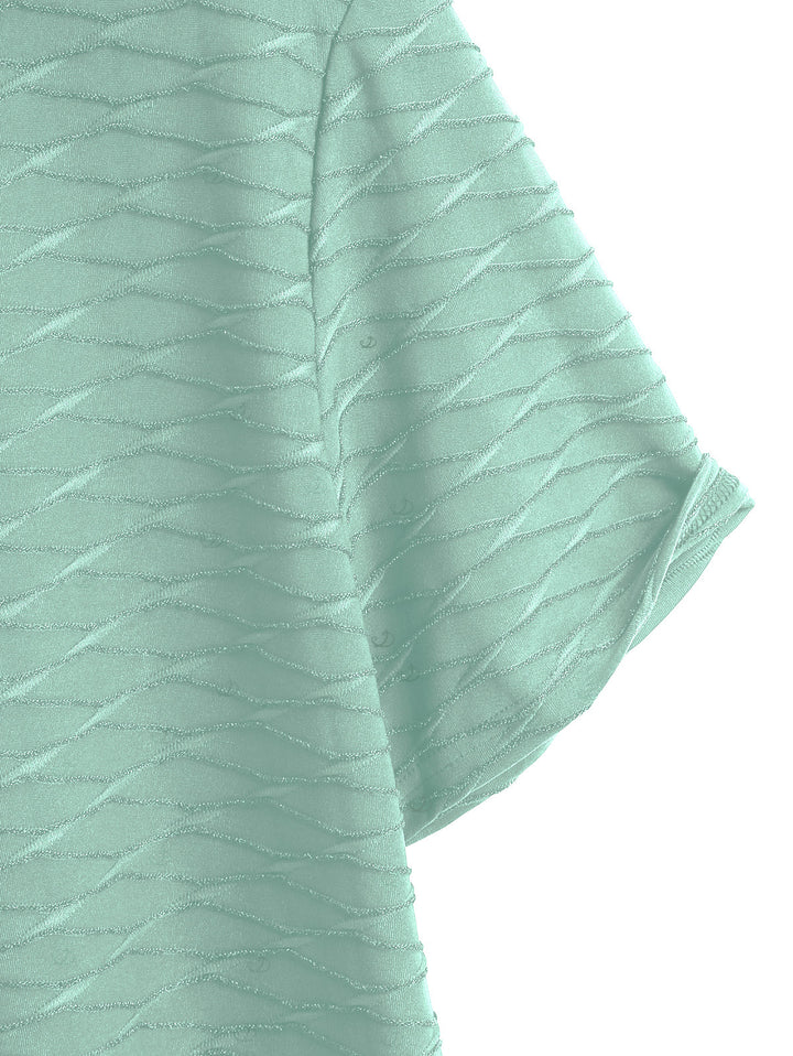 Men's Solid Color Wavy Jacquard Embossed Texture Print Button Up Shirt