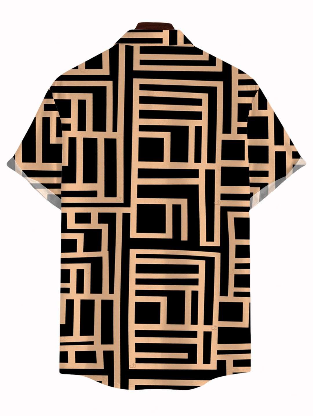 Men's Geometric Interlocking Scroll Print Button Up Vintage Shirt