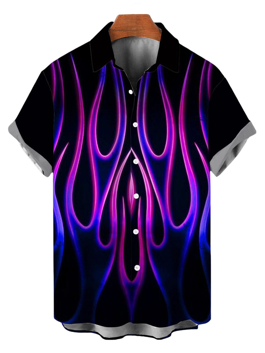 Men's Ombre Flame Print Button Up Vacation Shirt
