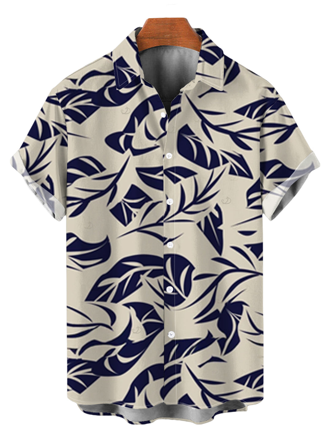Men's Tropical Leaf Print Button Up Vintage Hawaiian Shirt