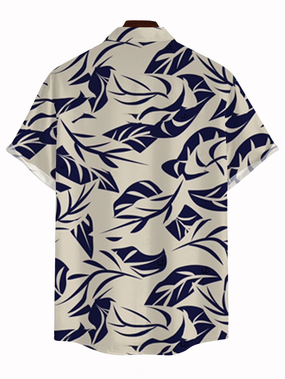 Men's Tropical Leaf Print Button Up Vintage Hawaiian Shirt