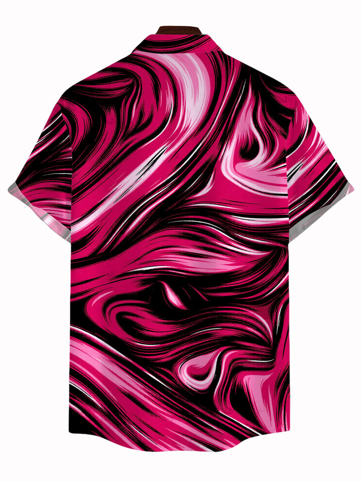 Men's Colorblock Fluid Swirl Print Button Up Vacation Shirt