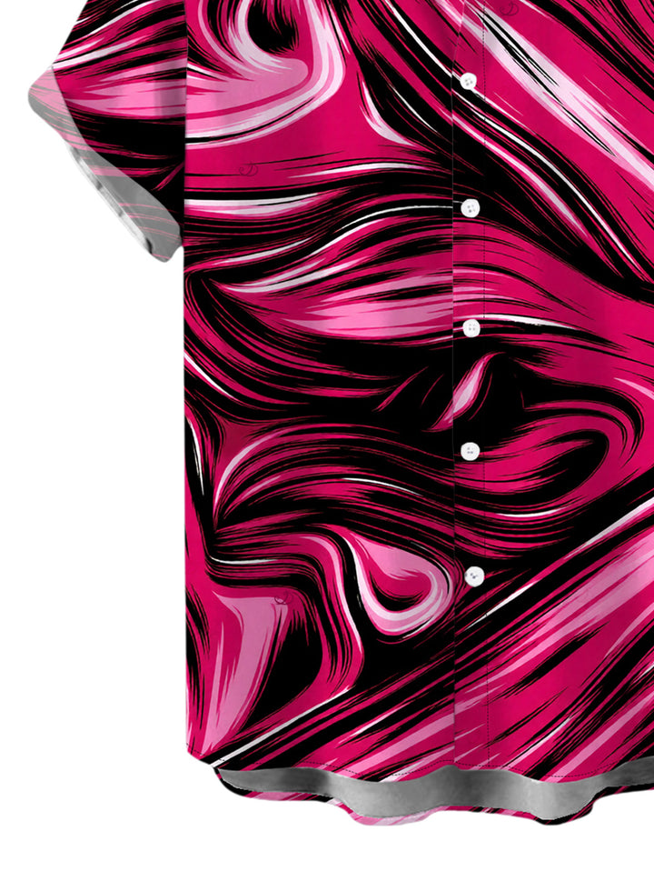 Men's Colorblock Fluid Swirl Print Button Up Vacation Shirt