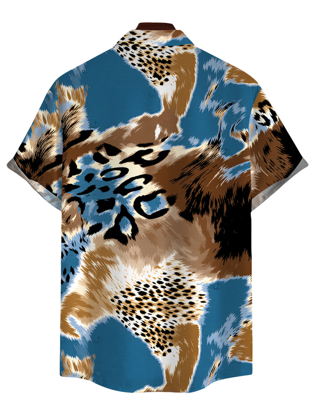 Men's Colorblock Leopard Print Button Up Vacation Shirt