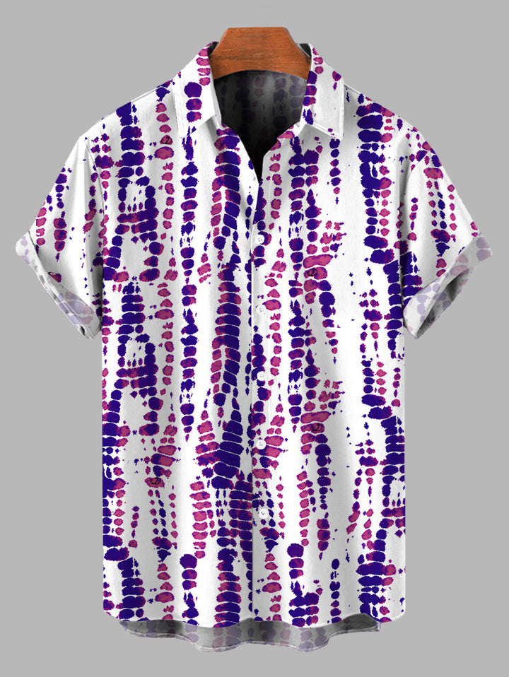 Men's Snake Skin Tie Dye Print Button Up Vacation Shirt