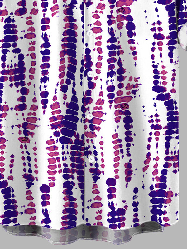 Men's Snake Skin Tie Dye Print Button Up Vacation Shirt