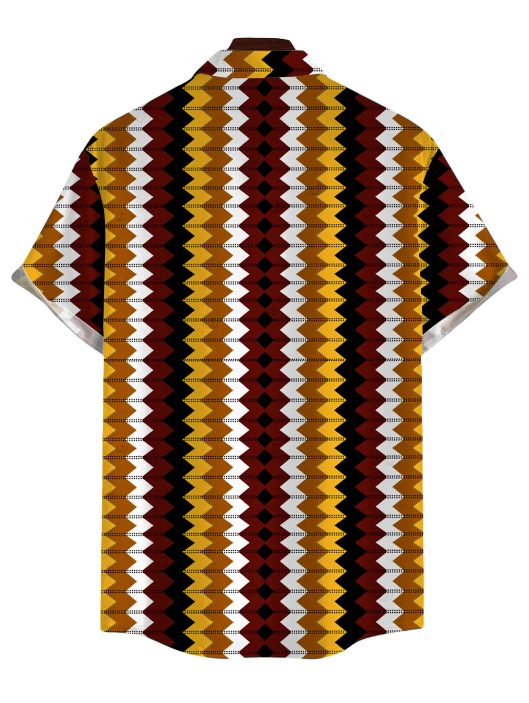 Men's Colorblock Zig Zag Print Button Up Hawaiian Vacation Shirt