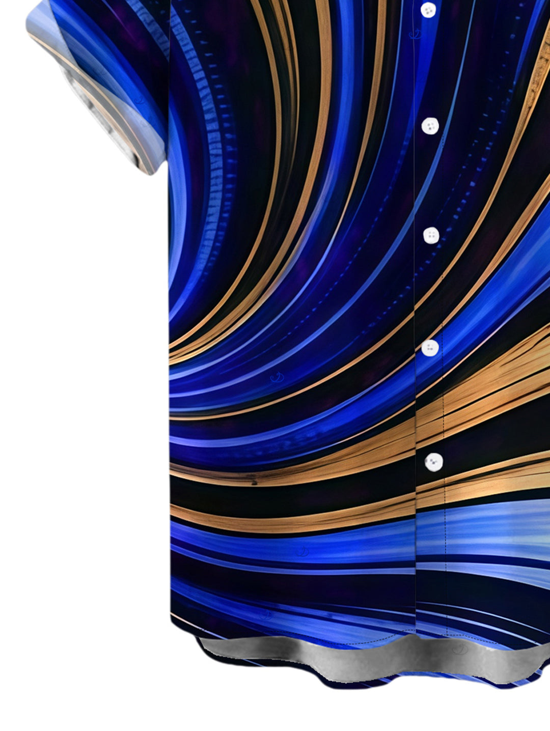 Men's Metallic Gold Fluid Swirl Print Button Up Vacation Shirt