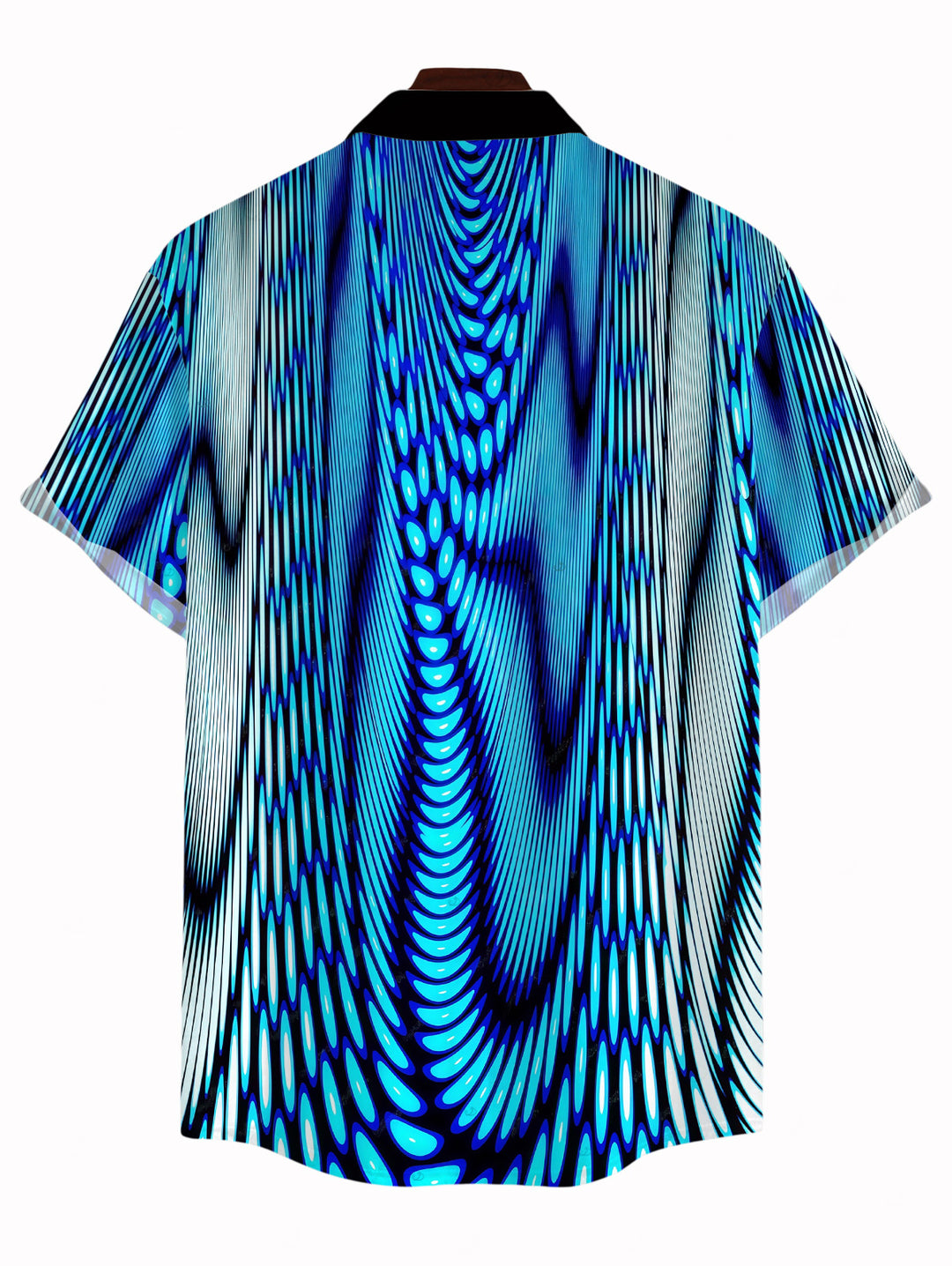 Men's Gradient Swirl Psychedelic Ripple Print Button Up Vacation Shirt
