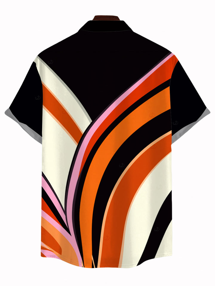 Men's Colorblock Abstract Fluid Swirl Print Button Up Shirt