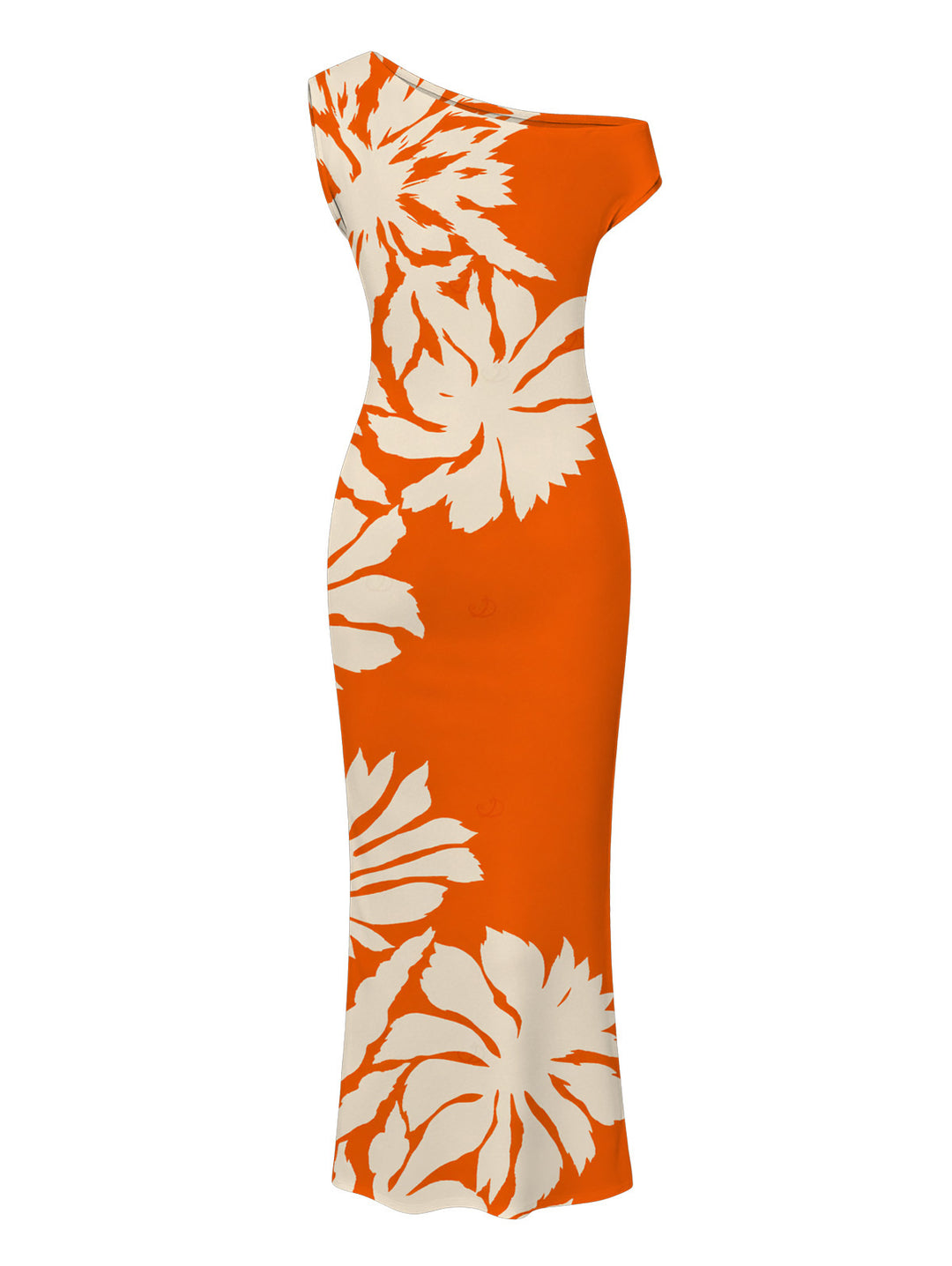 Palm Leaf Silhouette Print Ruched One Shoulder Bodycon Beach Vacation Dress