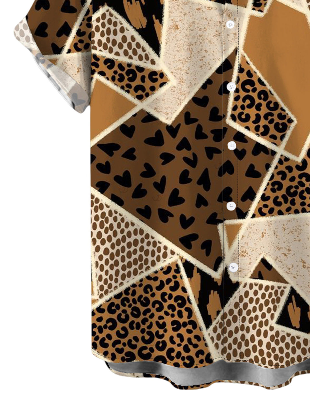 Men's Patchwork Leopard Spot Collage Print Button Up Vintage Shirt