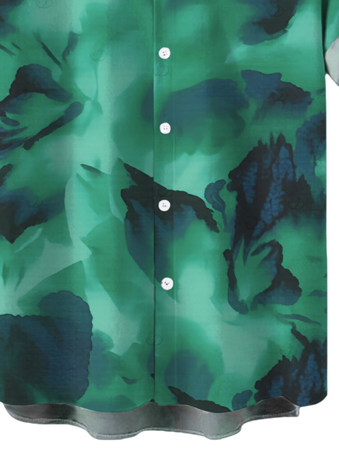 Men's Ink Wash Floral Print Button Up Vacation Shirt