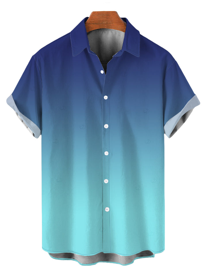 Men's Ombre Button Up Casual Shirt