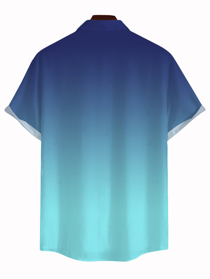 Men's Ombre Button Up Casual Shirt
